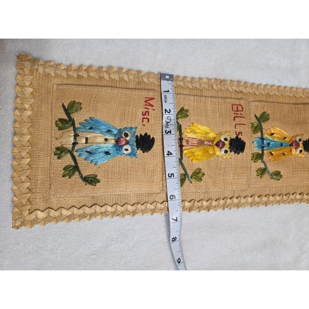 Vintage Philippines Woven Wall Letters 3 Pockets Handcrafted Straw